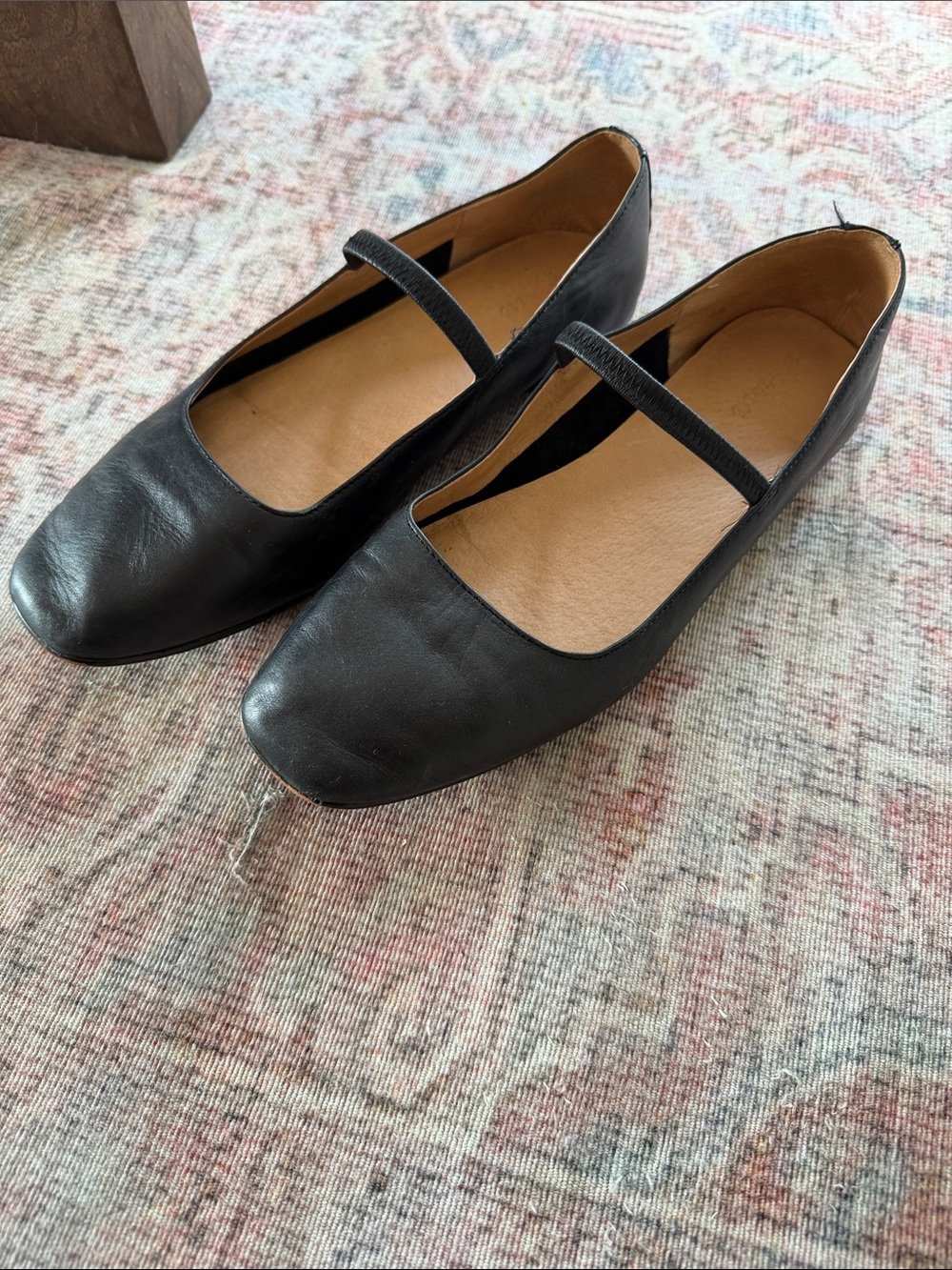 Madewell Greta Black Leather Mary Jane Flats